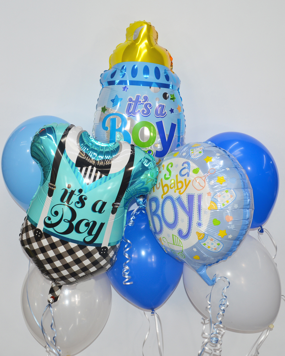 Its a Boy Balloon Bouquet Standard Assorted Baby Boy Mylars and Latex are crafted into a 
